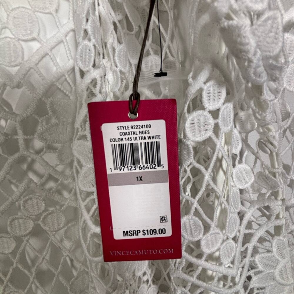Vince Camuto Blouse Floral Crochet White PLUS 1X NWT - Picture 7 of 9